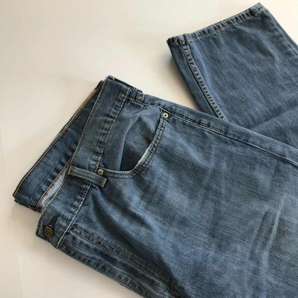 Levi's Mens‎ Jeans Sz 42x32 Medium Wash Solid Blue Jean Style 505 100% Cotton